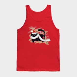 Black cat with lights garland and Christmas decoration Tank Top